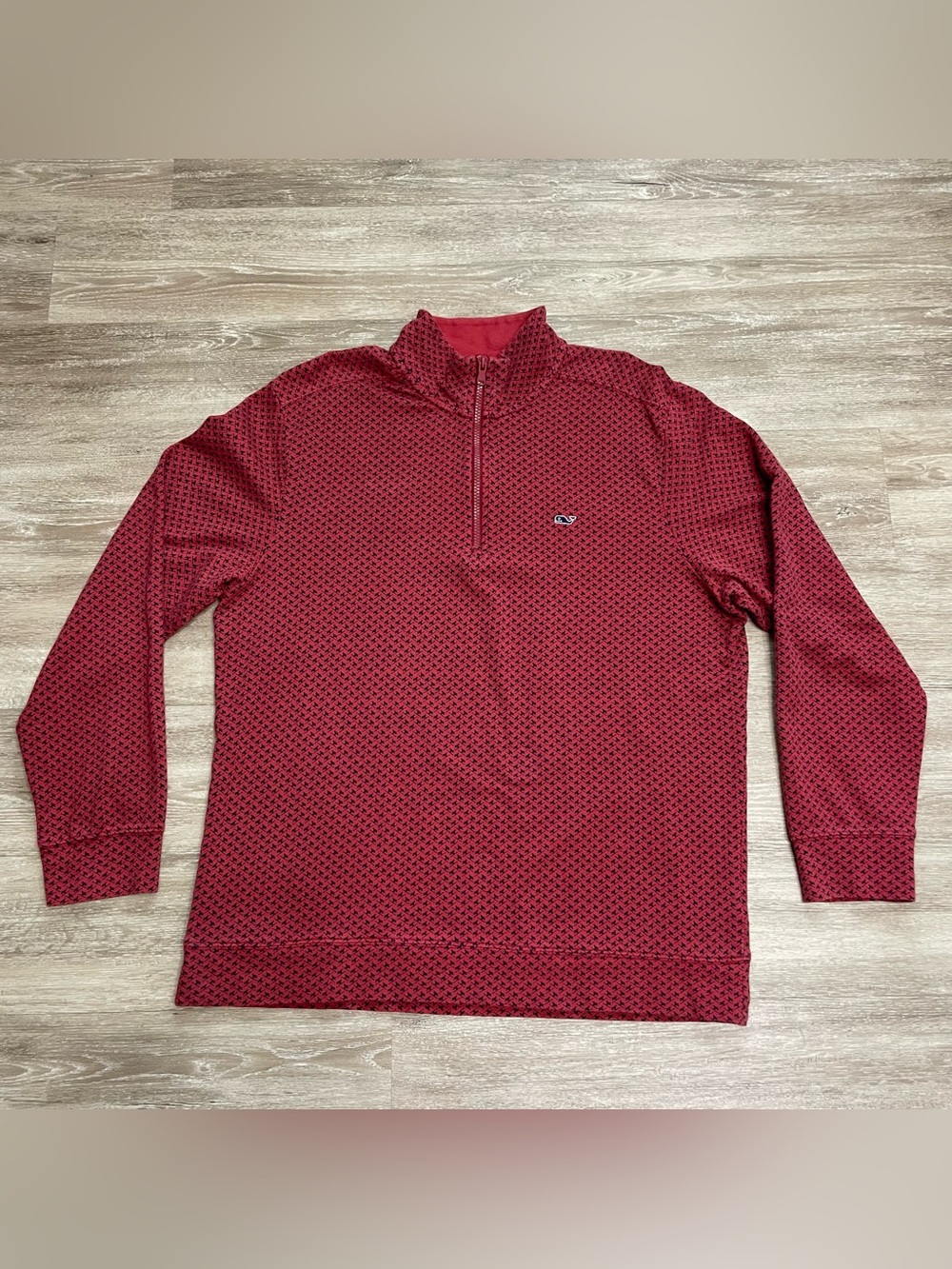 Vineyard Vines Men's Saltwater Quarter-Zip Pullover Red All Over Print Preppy L